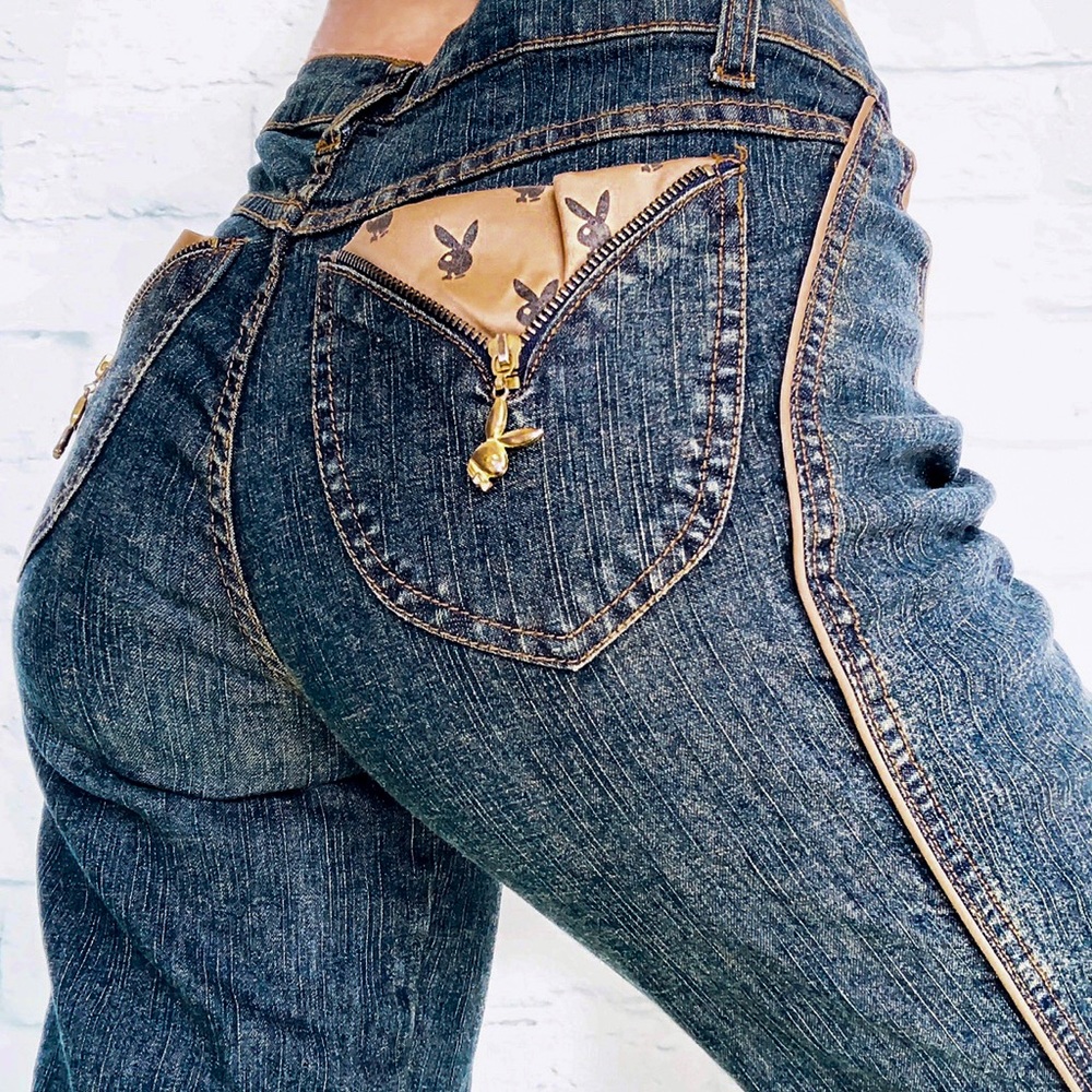 y2k Playboy Flare Jeans SOLD ON DEPOP :)